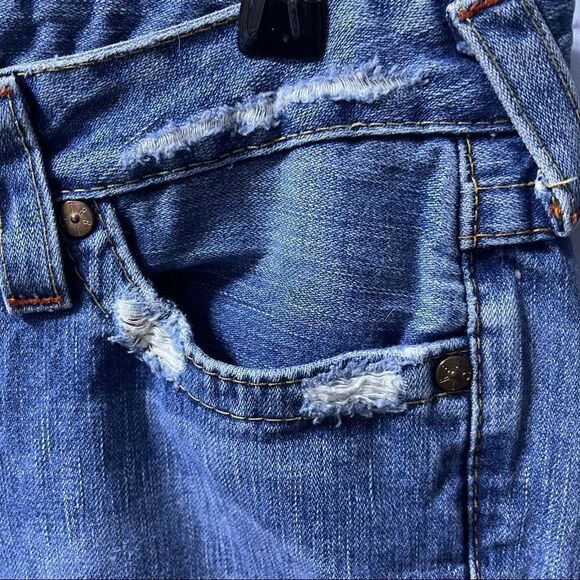 True Religion Distressed Blue Bootcut Jeans - Picture 3 of 8